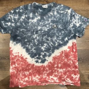 Champion Tie-Dye Tee Shirt- Blue, Red, and White